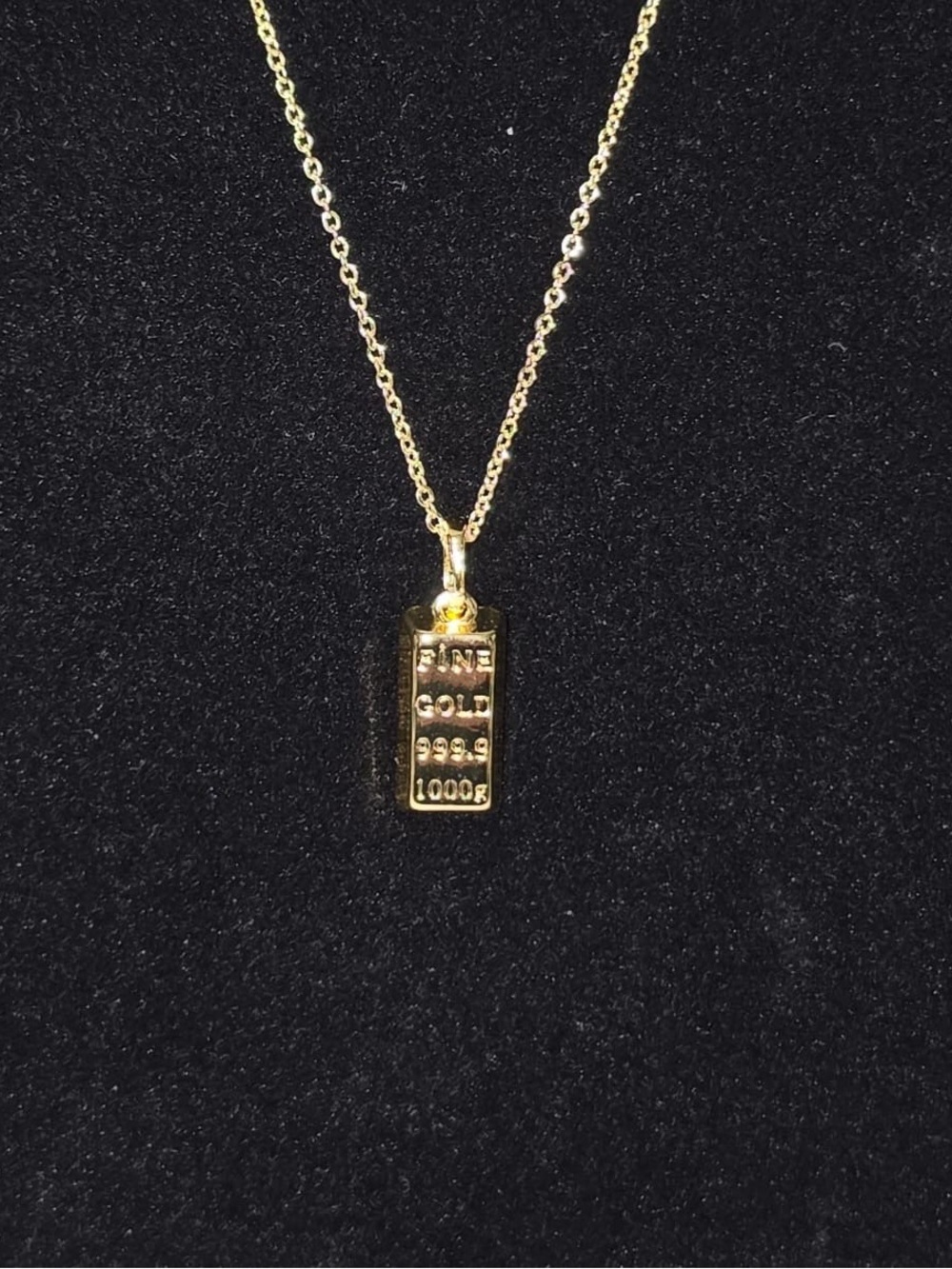 Adina Eden Gold Bar Pendant Necklace - Gold Tone
